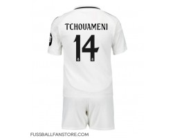 Real Madrid Aurelien Tchouameni #14 Replik Heimtrikot Kinder 2024-25 Kurzarm (+ Kurze Hosen)